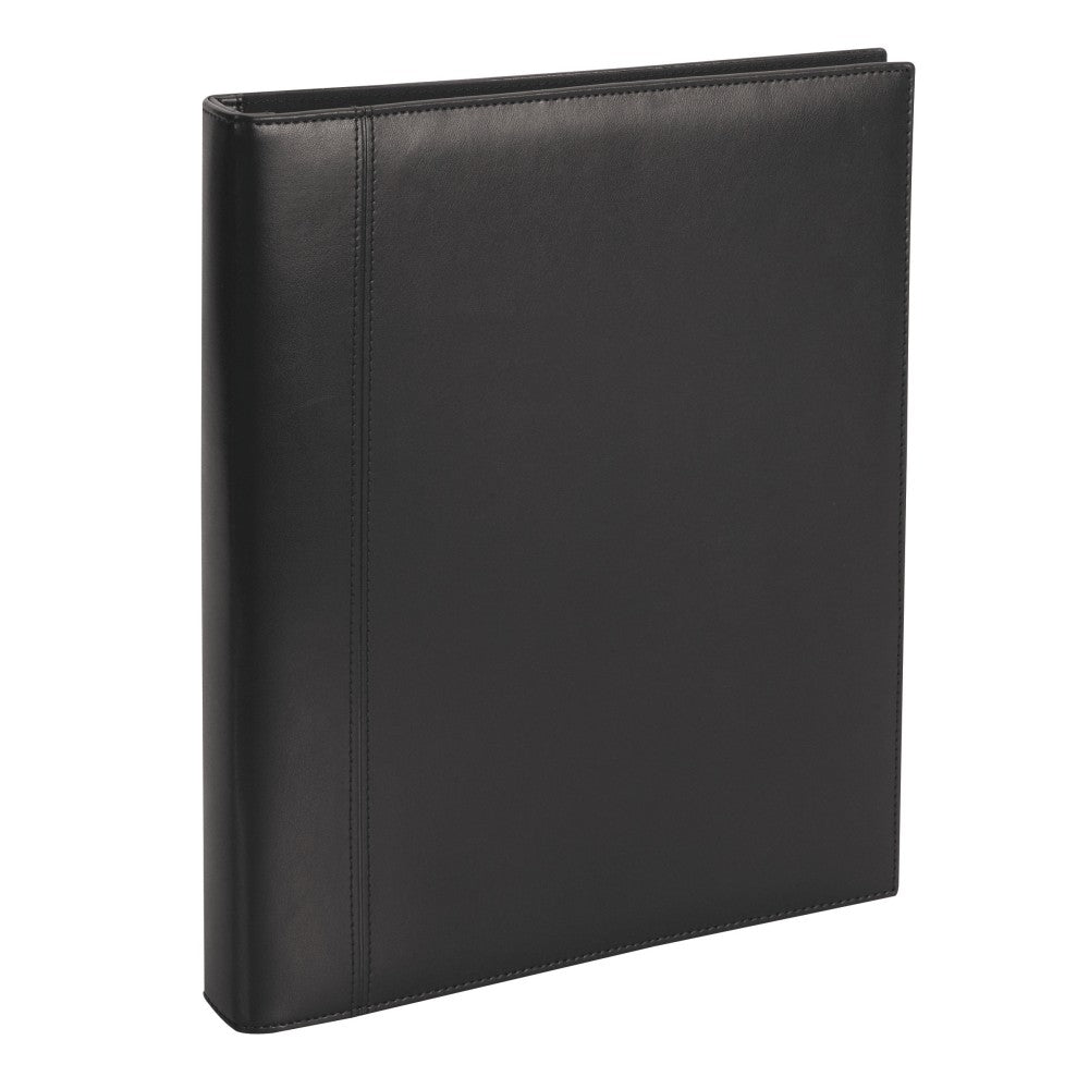 Office Depot Brand Premium Leatherette Presentation 3-Ring Binder, 1in Round Rings, Black