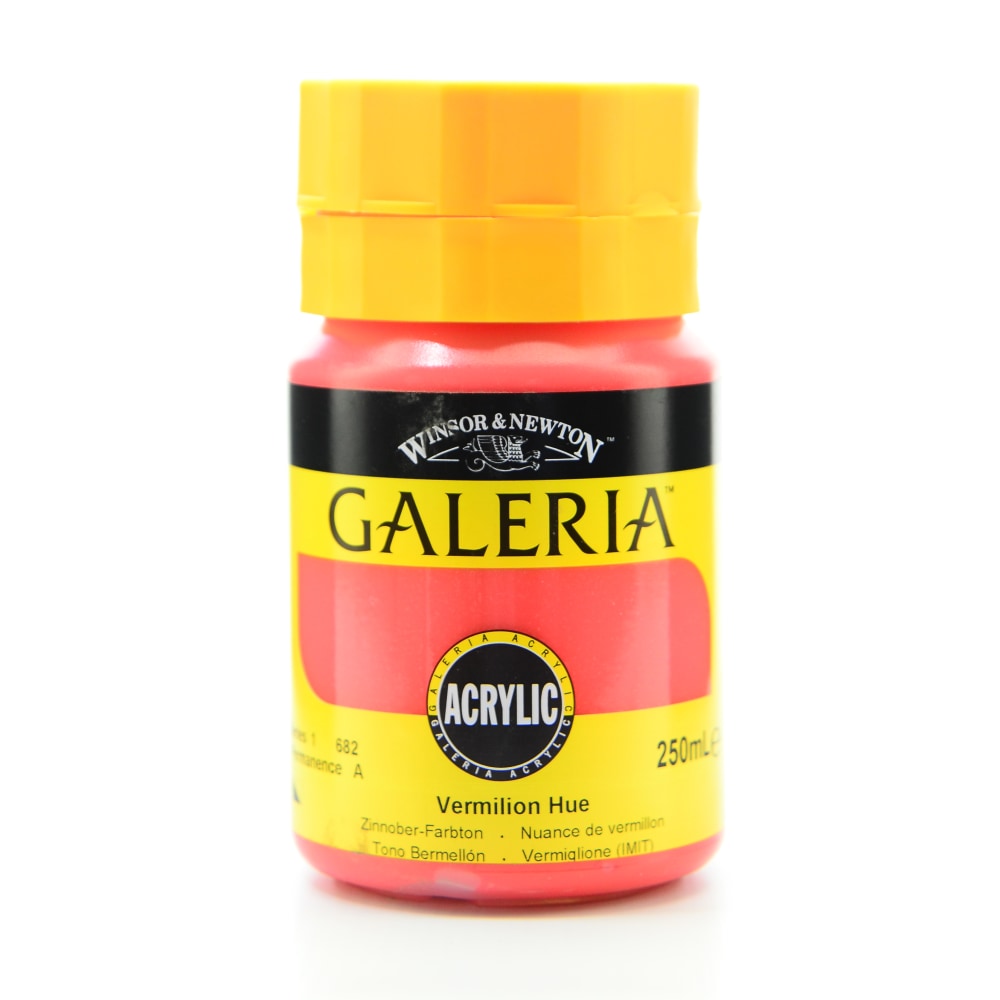 Winsor & Newton Galeria Flow Formula Acrylic Colors, 250 mL, Vermilion Hue, 682, Pack Of 2