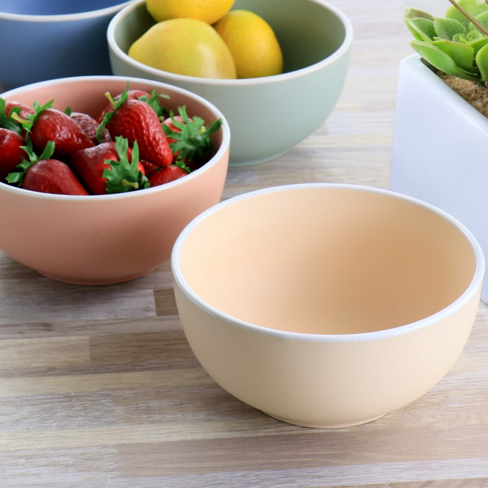 Spice by Tia Mowry Creamy Tahini 4-Piece Round Stoneware Cereal Bowl Set, Assorted Colors