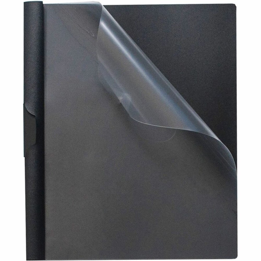 Business Source Letter Report Cover - 8 1/2in x 11in - 30 Sheet Capacity - Vinyl - Black - 1 Each