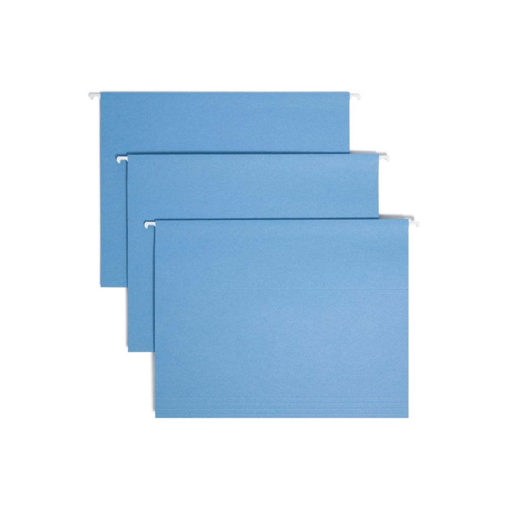 Smead Hanging File Folders, 1/5-Cut Adjustable Tab, Letter Size, Blue, Box Of 25