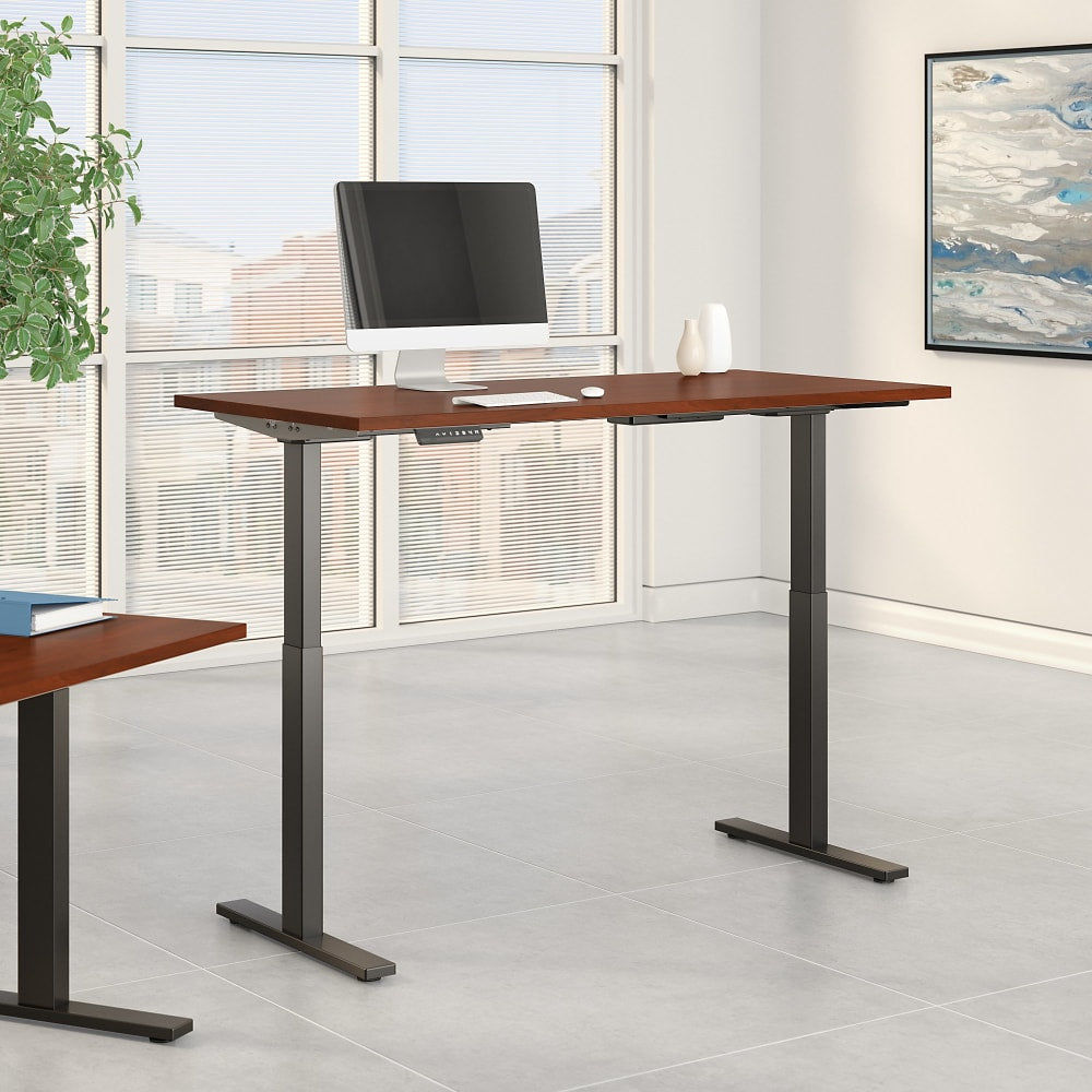 Bush Business Furniture Move 60 Series Electric 60inW x 30inD Height Adjustable Standing Desk, Hansen Cherry/Black Base, Standard Delivery