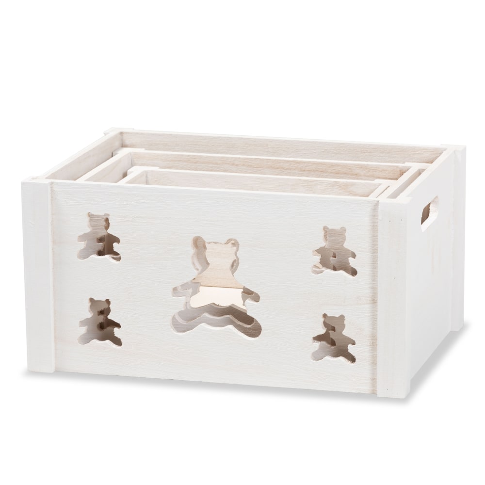 Baxton Studio Sagen 3-Piece Storage Crate Set, White