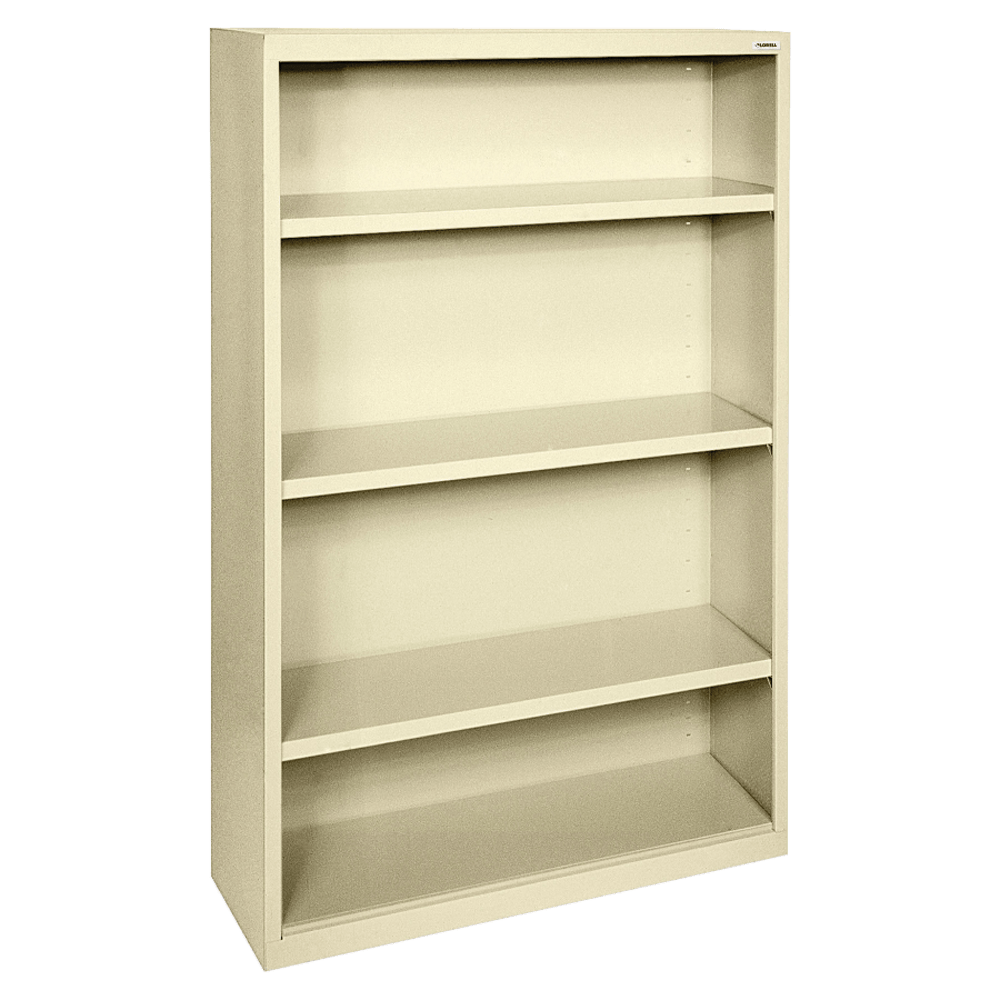 Lorell Fortress Series Steel Modular Shelving Bookcase, 4-Shelf, 60inH x 34-1/2inW x 13inD, Putty