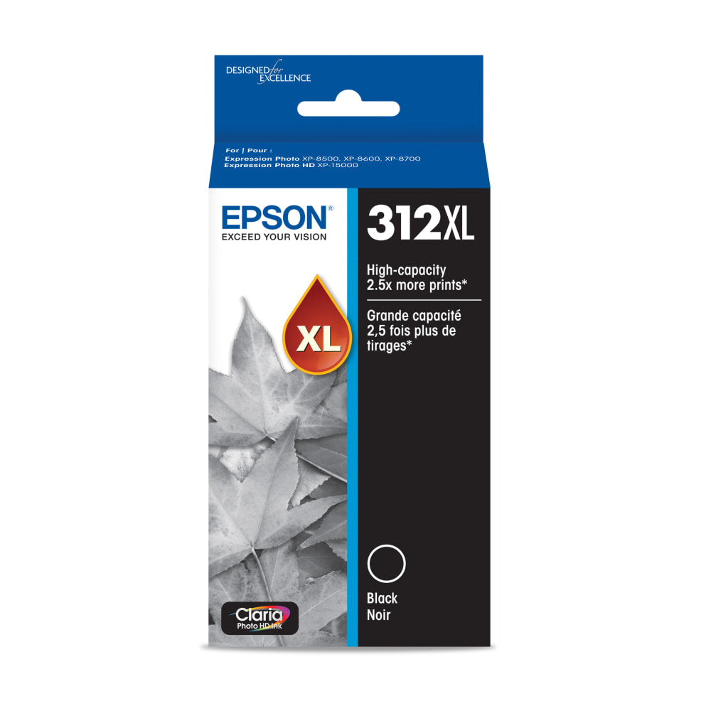 Epson 312XL Claria Photo Black High-Yield Ink Cartridge,T312XL120-S