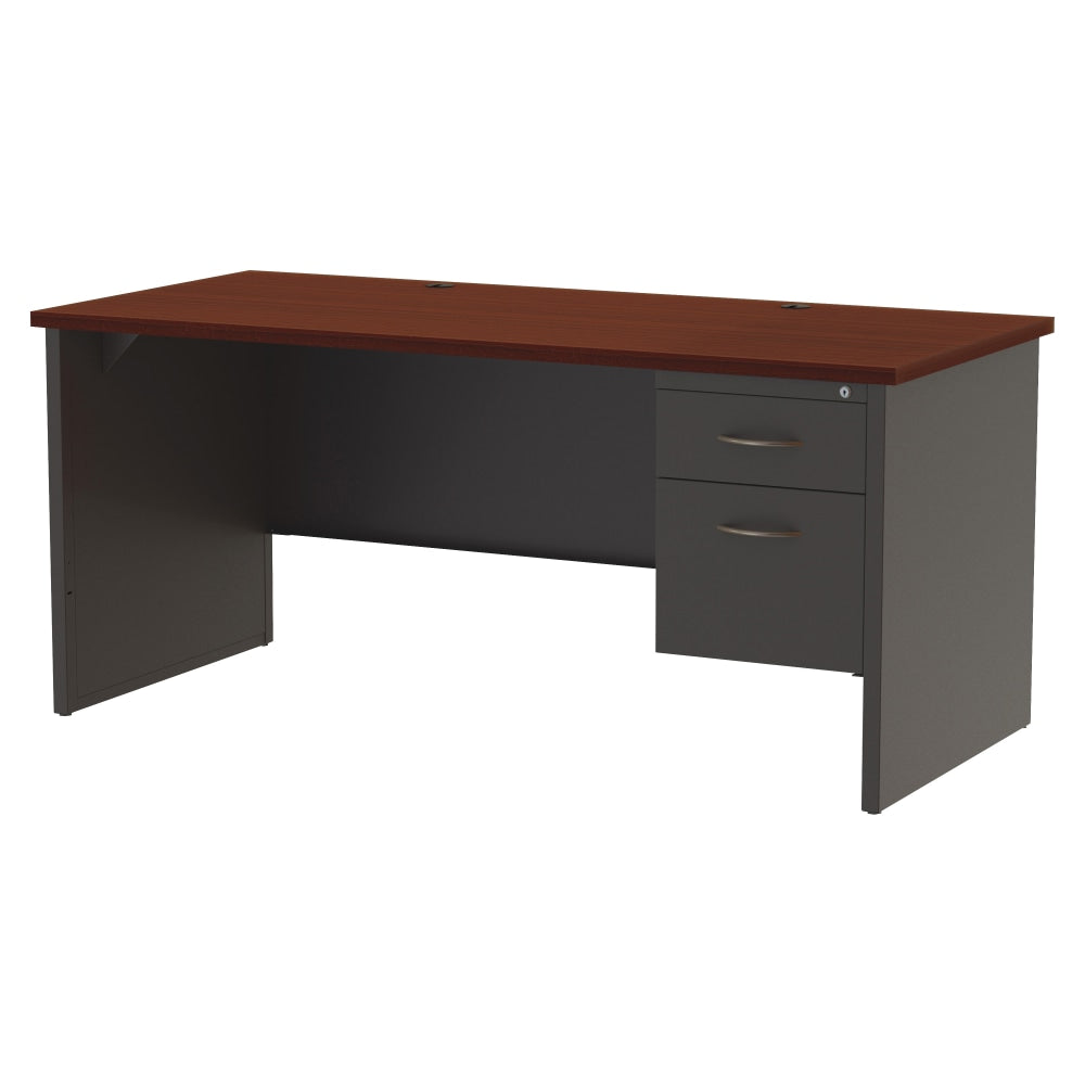 WorkPro Modular 66inW Right-Pedestal Computer Desk, Charcoal/Mahogany