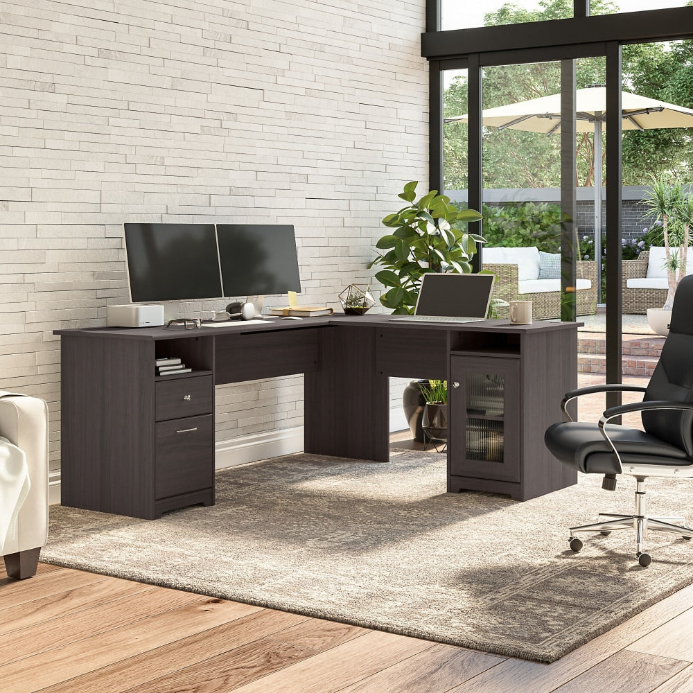 Bush Furniture Cabot 72inW L-Shaped Computer Desk With Storage, Heather Gray, Standard Delivery