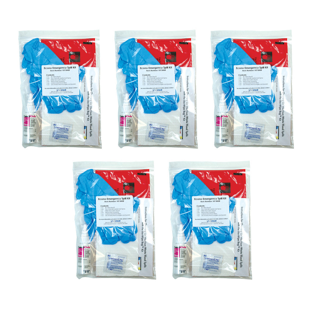 Unimed Economy Emergency Spill Kits, Case Of 5