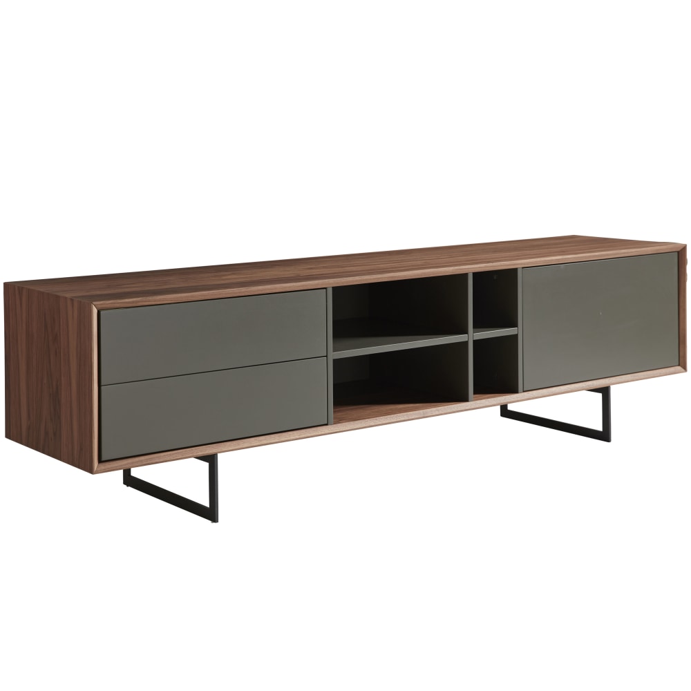 Eurostyle Anderson Media Stand, 19-1/2inH x 71inW x 16-1/2inD, Walnut/Gray