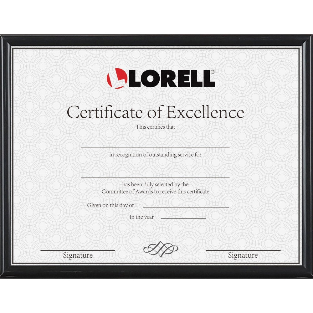 Lorell Certificate Frame - 8.50in x 11in Frame Size - Rectangle - Desktop - Horizontal, Vertical - 1 Each - Black