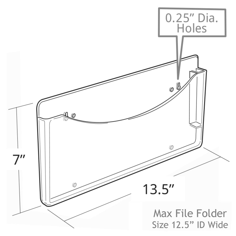 Azar Displays Single-Pocket Wall File with Pen Pocket, 7ft"H x 13.5ft"W x 1ft-d, Clear, Pack Of 2