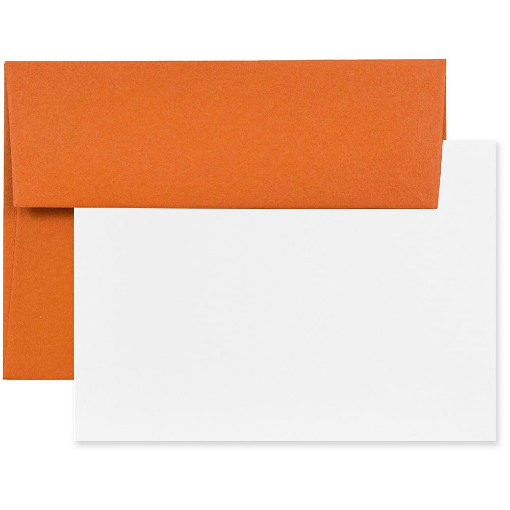 JAM Paper Stationery Set, 4 3/4in x 6 1/2in, Dark Orange/White, Set Of 25 Cards And Envelopes