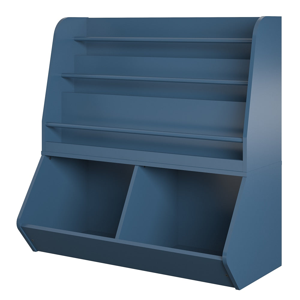 Ameriwood Home Nathan Kids 37inH 3-Cube Toy Storage Bookcase, Navy