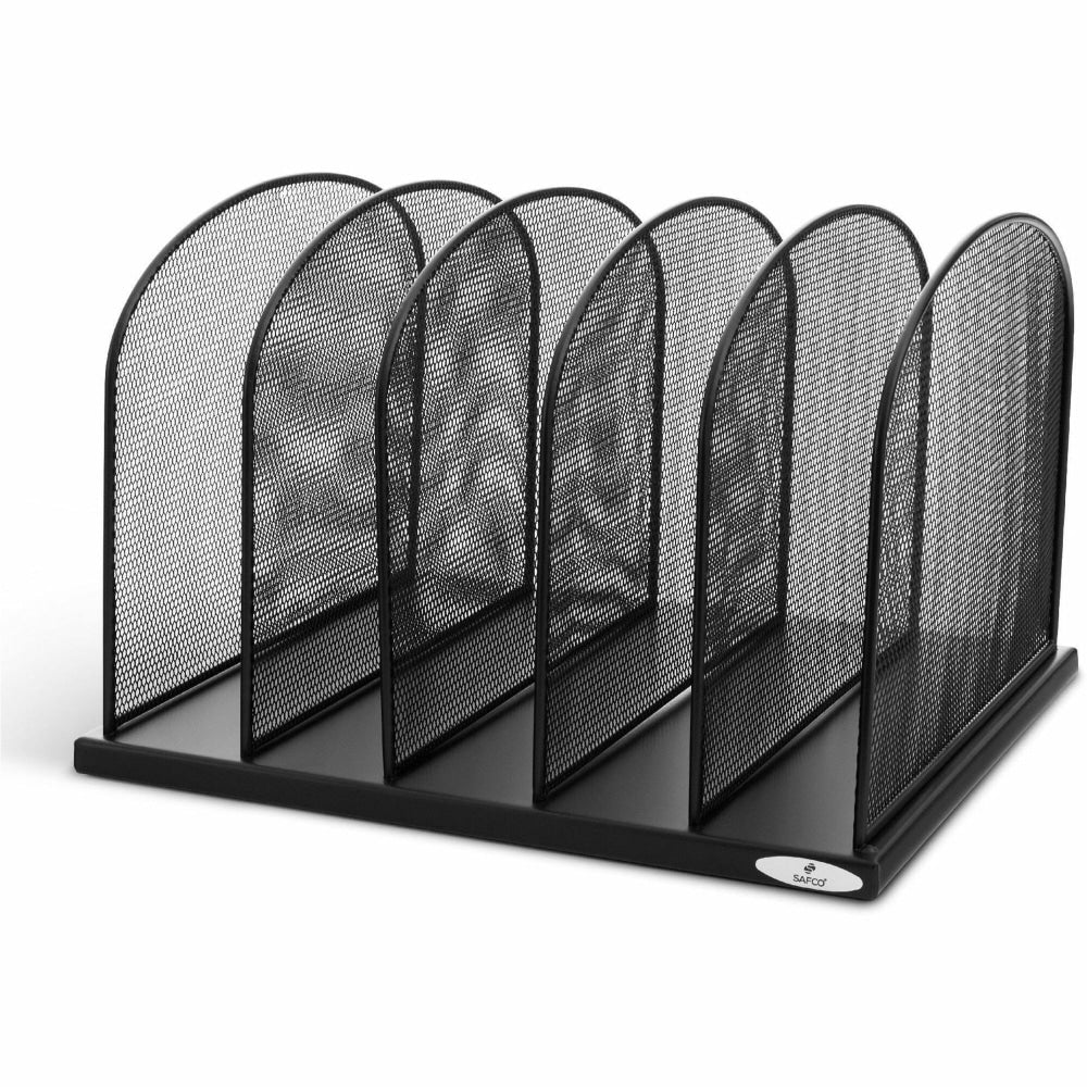 Safco Mesh Desk Organizers - 5 Compartment(s) - 2in - 8.3in Height x 12.5in Width x 11.3in Depth - Desktop - Black - Steel - 1Each