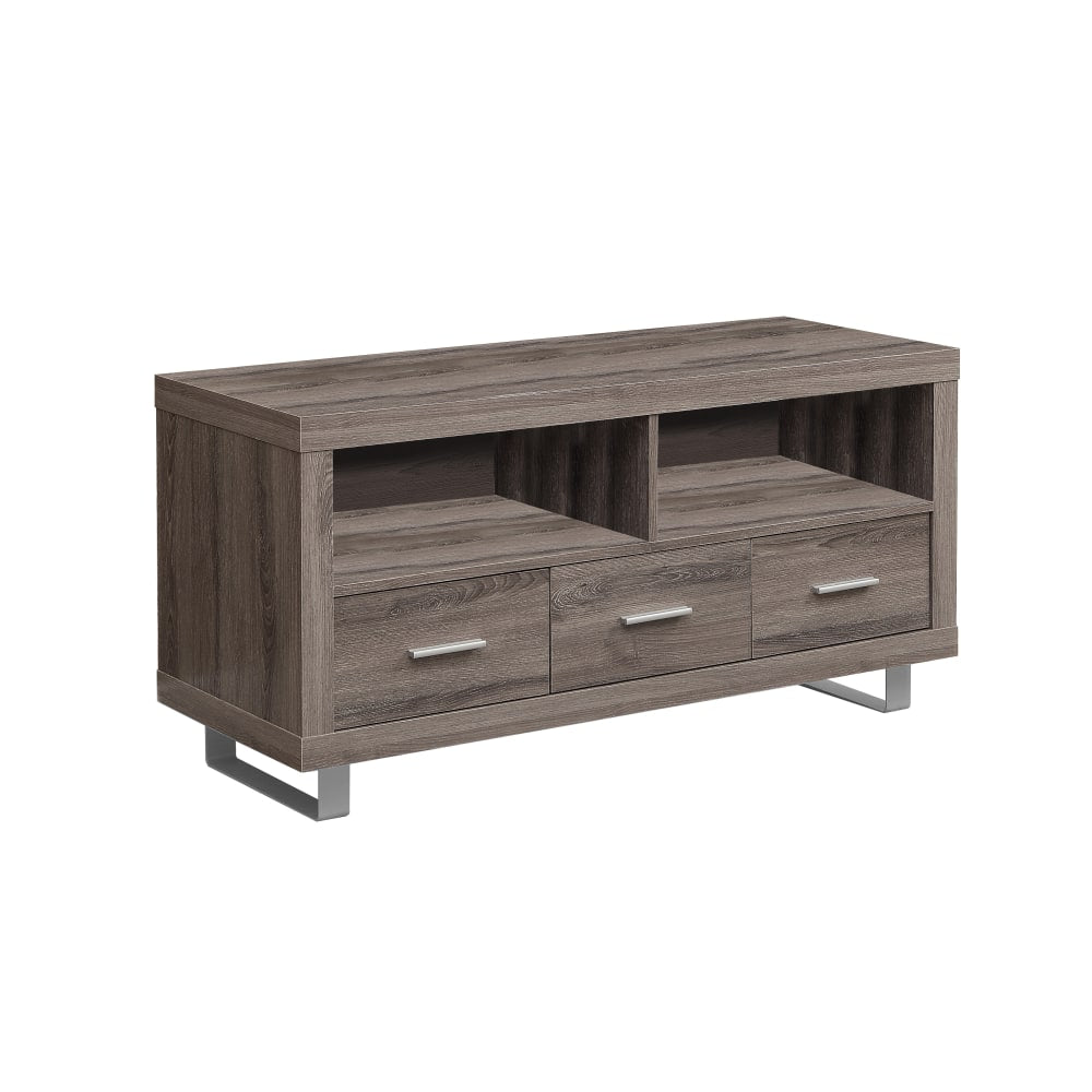 Monarch Specialties Open Shelf TV Stand, For Flat-Panel TVs Up To 48in, Dark Taupe