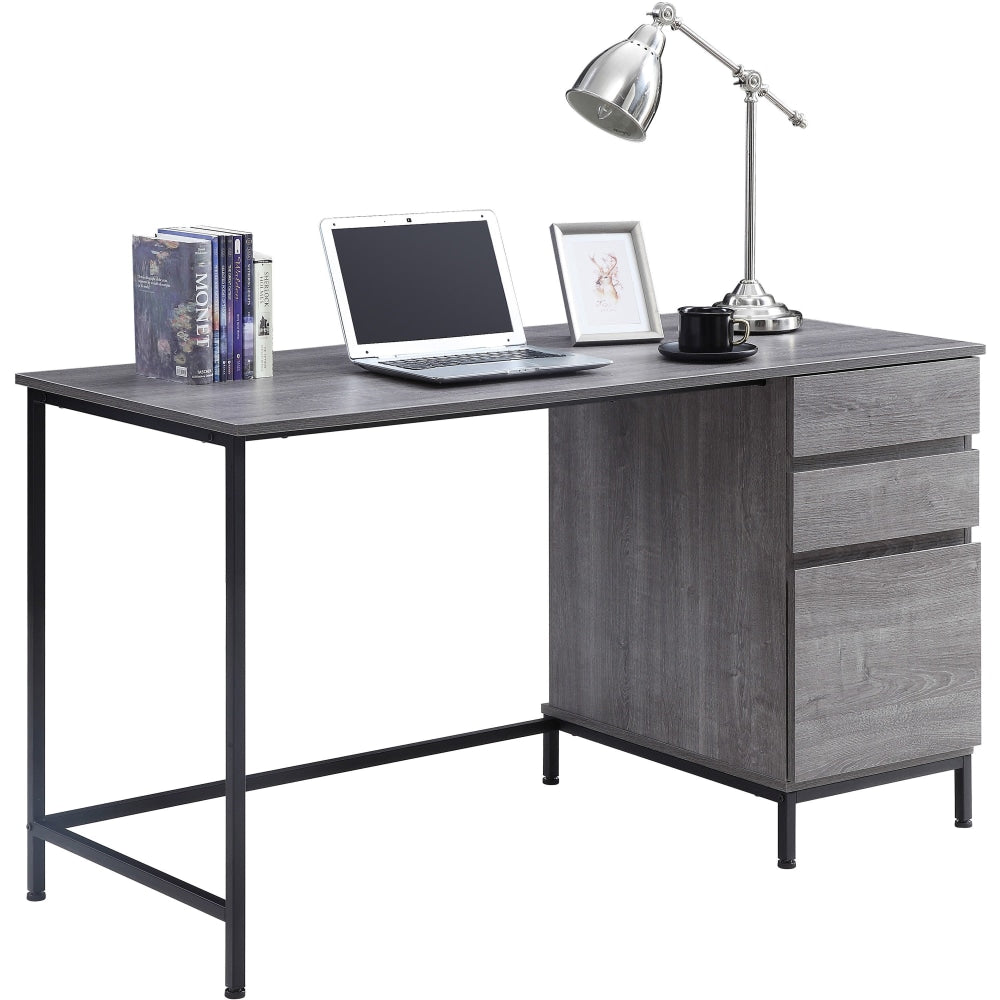 Lorell SOHO Desk with Side Drawers - 55in x 23.6in30in - 3 x File Drawer(s) - Single Pedestal on Right Side - Finish: Charcoal