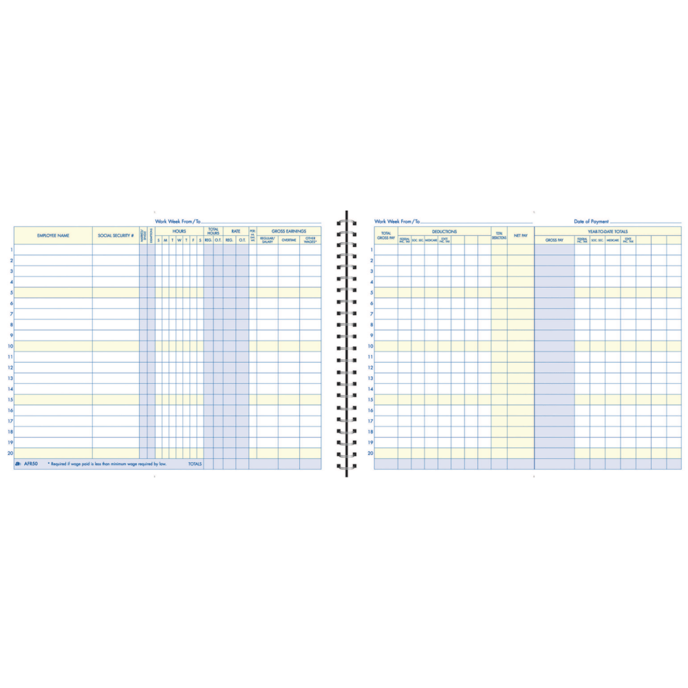 Adams Weekly Payroll Book, 8 1/2in x 11in, Blue