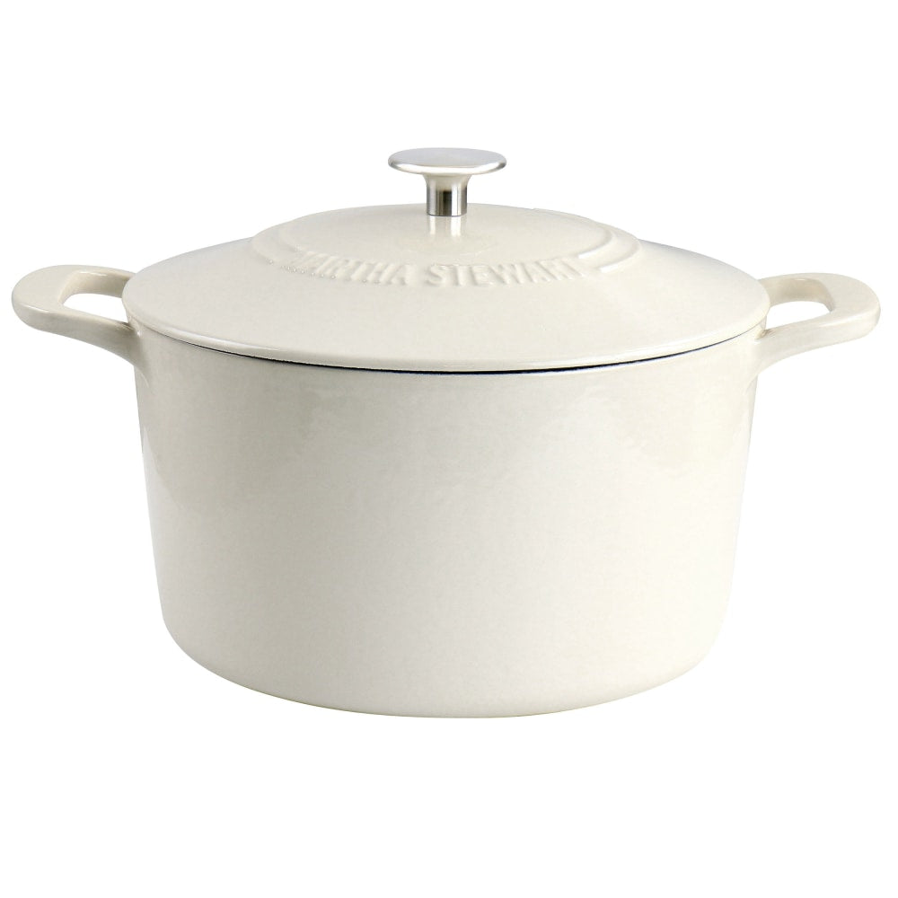 Martha Stewart Enameled Cast Iron Dutch Oven With Lid, 7-Quart, Cream