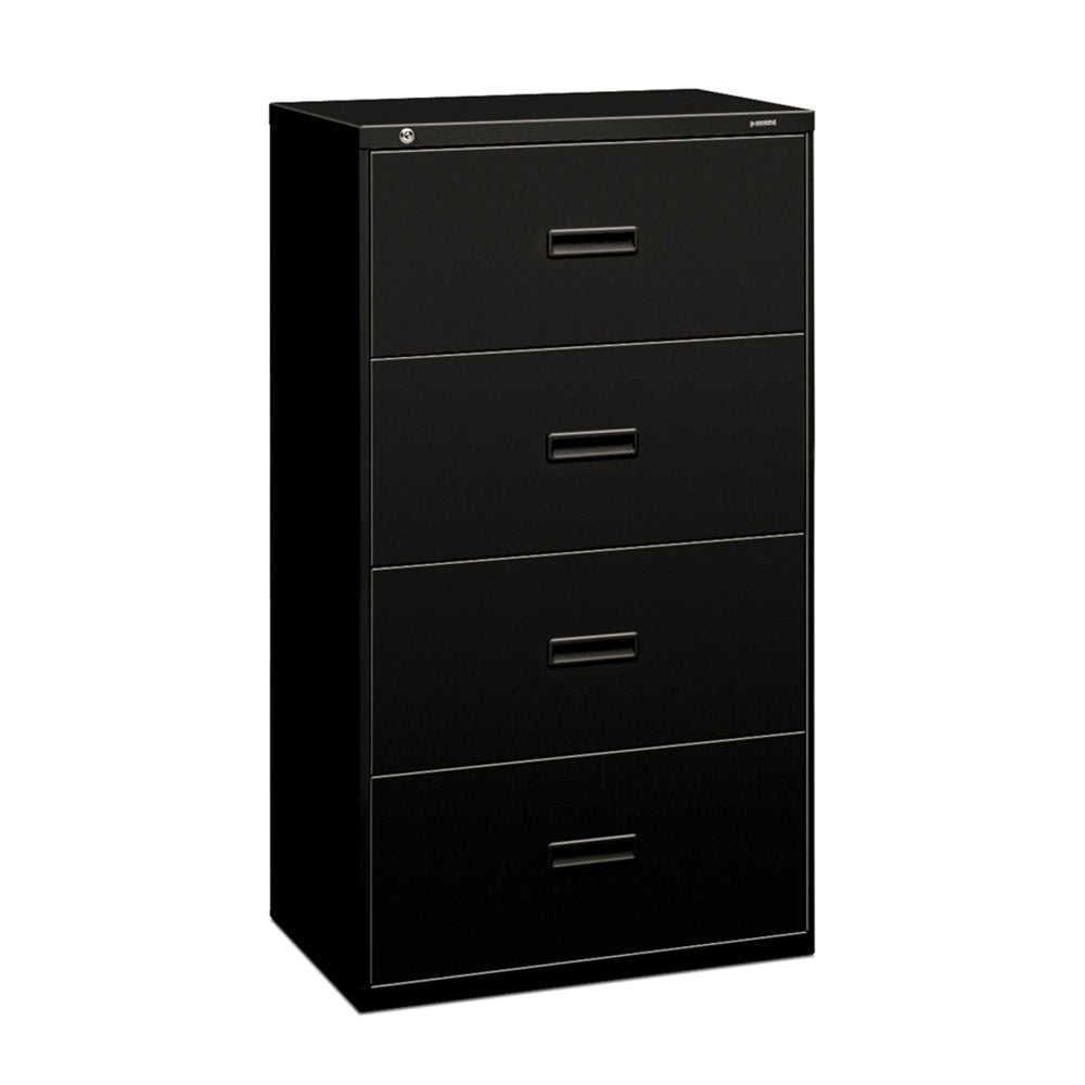 HON 400 30inW x 19-1/4inD Lateral 4-Drawer File Cabinet, Black