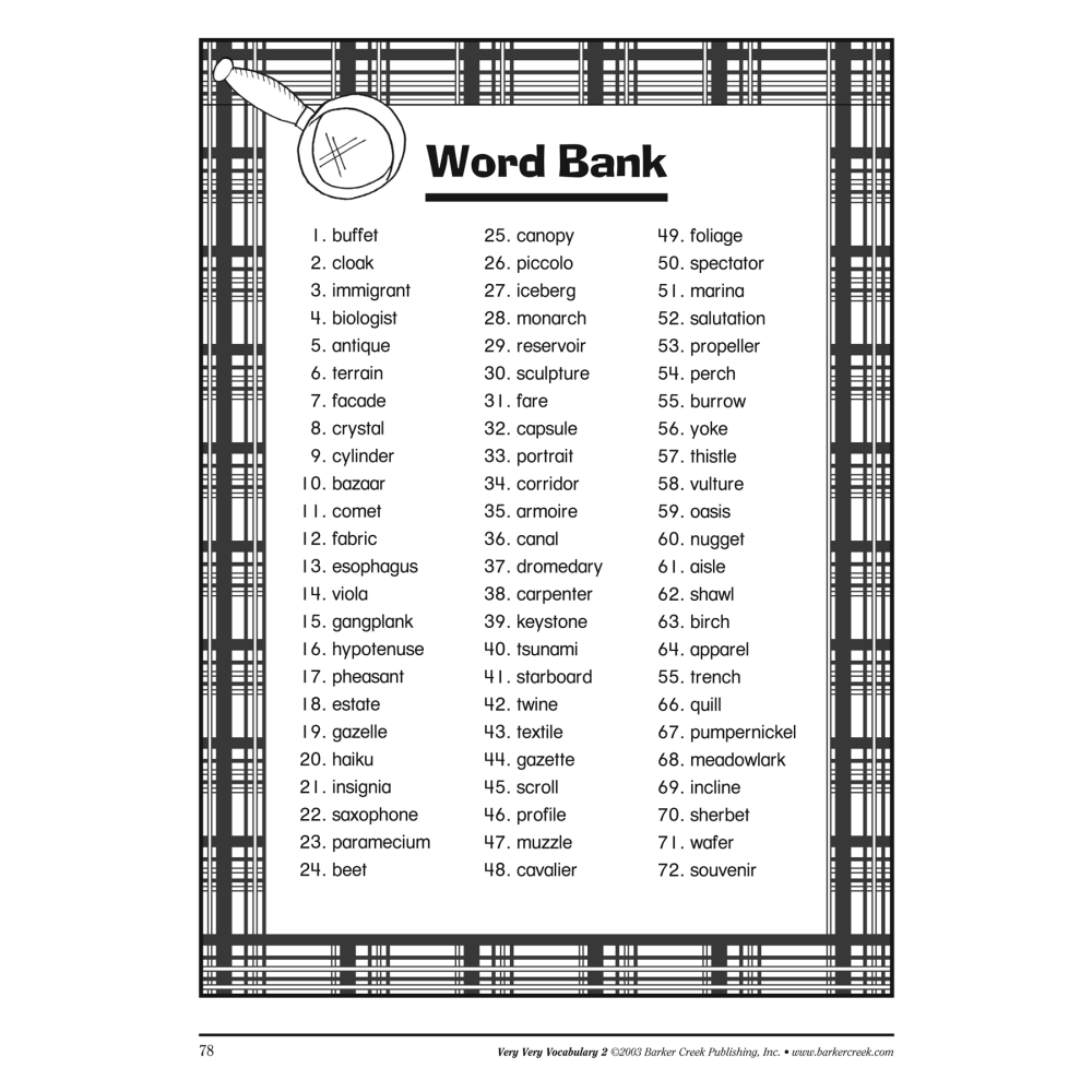 Barker Creek Very Very Vocabulary Activity Book, Grades 4 - 5