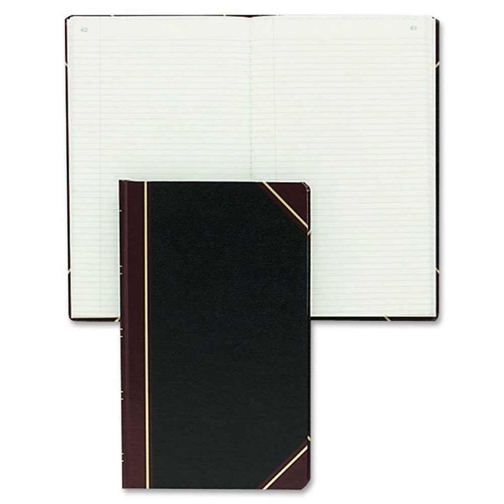 Rediform Texhide Cover Record Books with Margin - 300 Sheet(s) - Thread Sewn - 8 3/4in x 14 1/4in Sheet Size - Green Sheet(s) - Brown, Green Print Color - Black Cover - Recycled - 1 Each