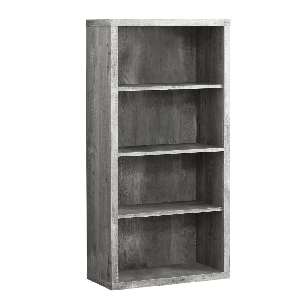 Monarch Specialties 48inH 4-Shelf Adjustable Bookcase, Gray Woodgrain