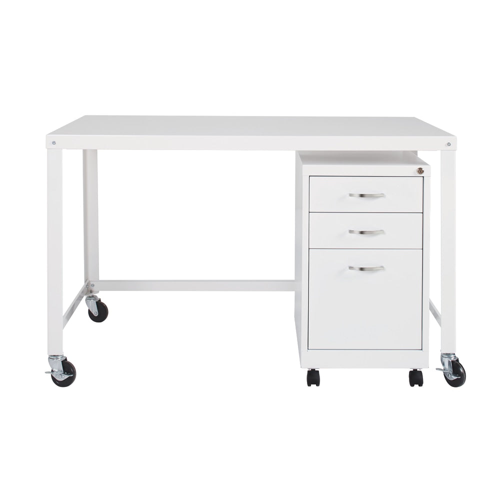 Lorell Steel Mobile Series Workstation, 29-1/2inH x 48inW x 23inD, White