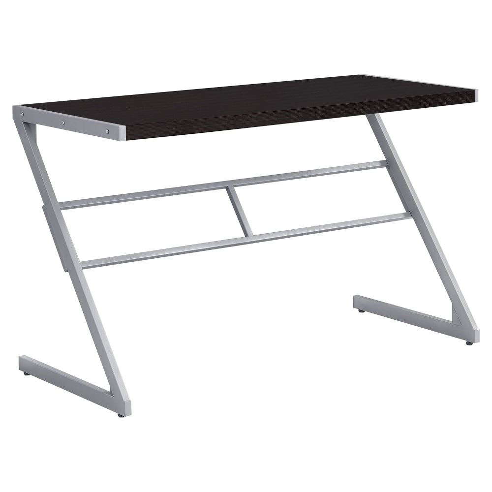 Monarch Specialties 48inW Computer Desk With Z-Shaped Metal Base, Cappuccino/Silver