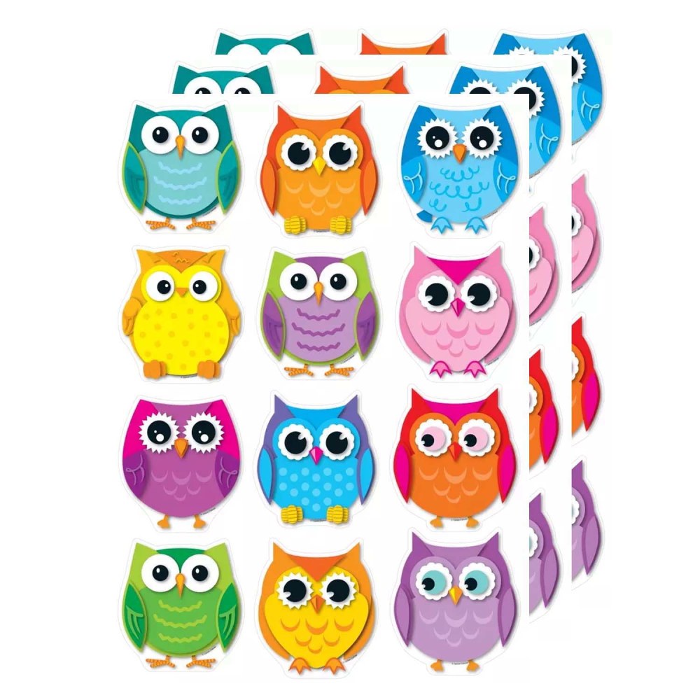 Carson Dellosa Education Cut-Outs, Colorful Owls, 36 Cut-Outs Per Pack, Set Of 3 Packs