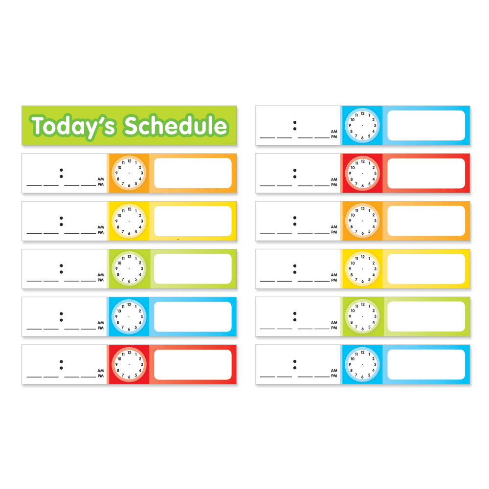 Scholastic Teacher Resources Schedule Cards, Pocket Chart Add-Ons, 2in x 10-3/4in, Assorted Colors, 24 Cards Per Pack, Set Of 3 Packs