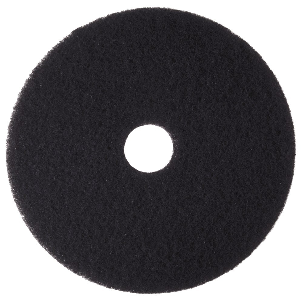 3M 7300 High Productivity Floor Stripping Pads, 1/2in x 16in, Black, Case Of 5