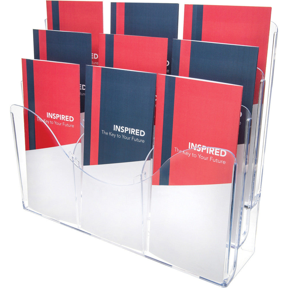 Deflecto 3-Tier Document Holder, 11 1/2inH x 13 3/8inW x 3 1/2inD, Clear