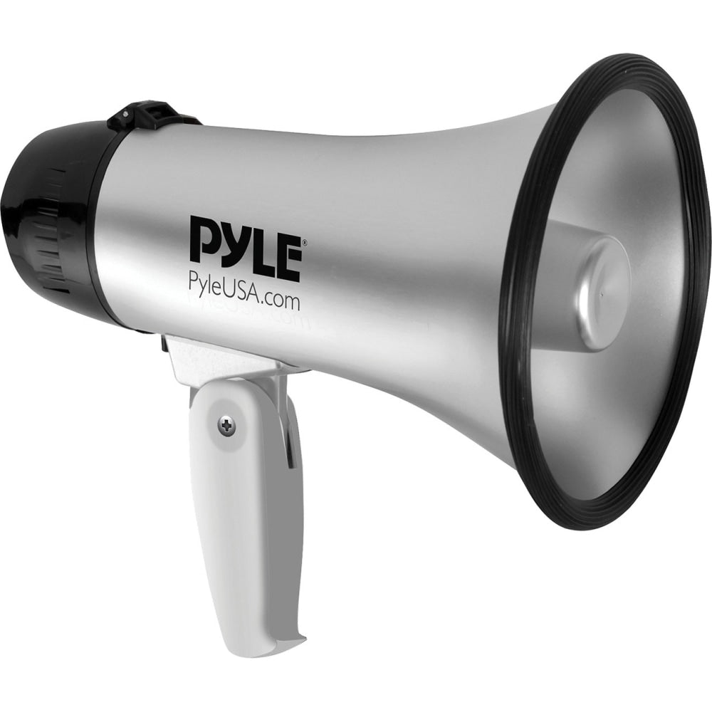 PylePro Compact & Portable Megaphone Speaker with Siren Alarm Mode, Battery Operated - Battery - Portable - Silver