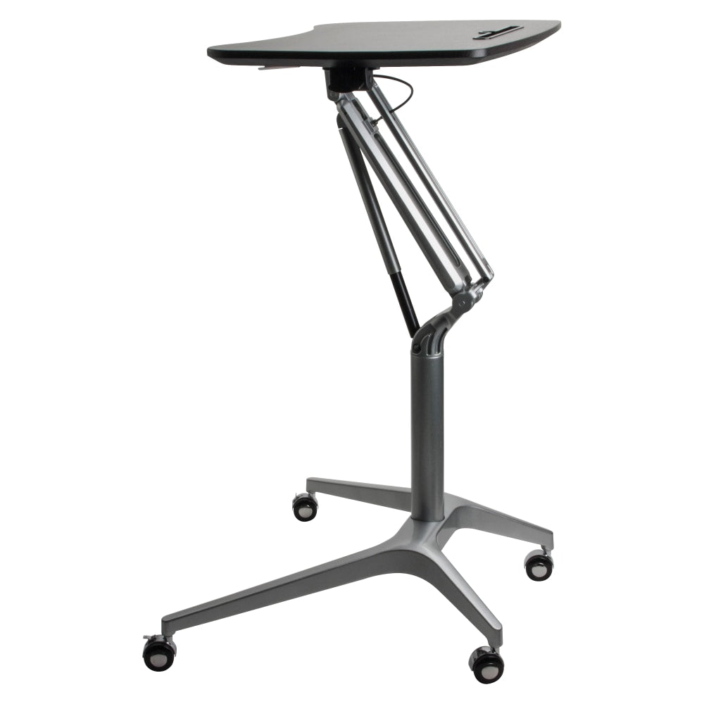 Lorell Mobile 29inW Adjustable Height Sit-To-Stand Desk, Black