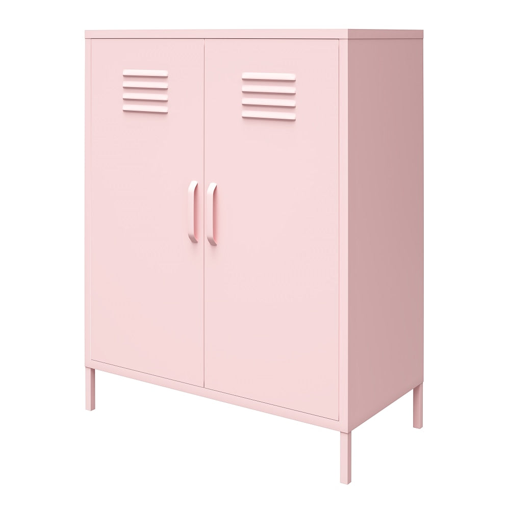 Ameriwood Home Cache 2-Door Metal Locker Storage Cabinet, 40inH x 31-1/2inW x 15-3/4inD, Pink