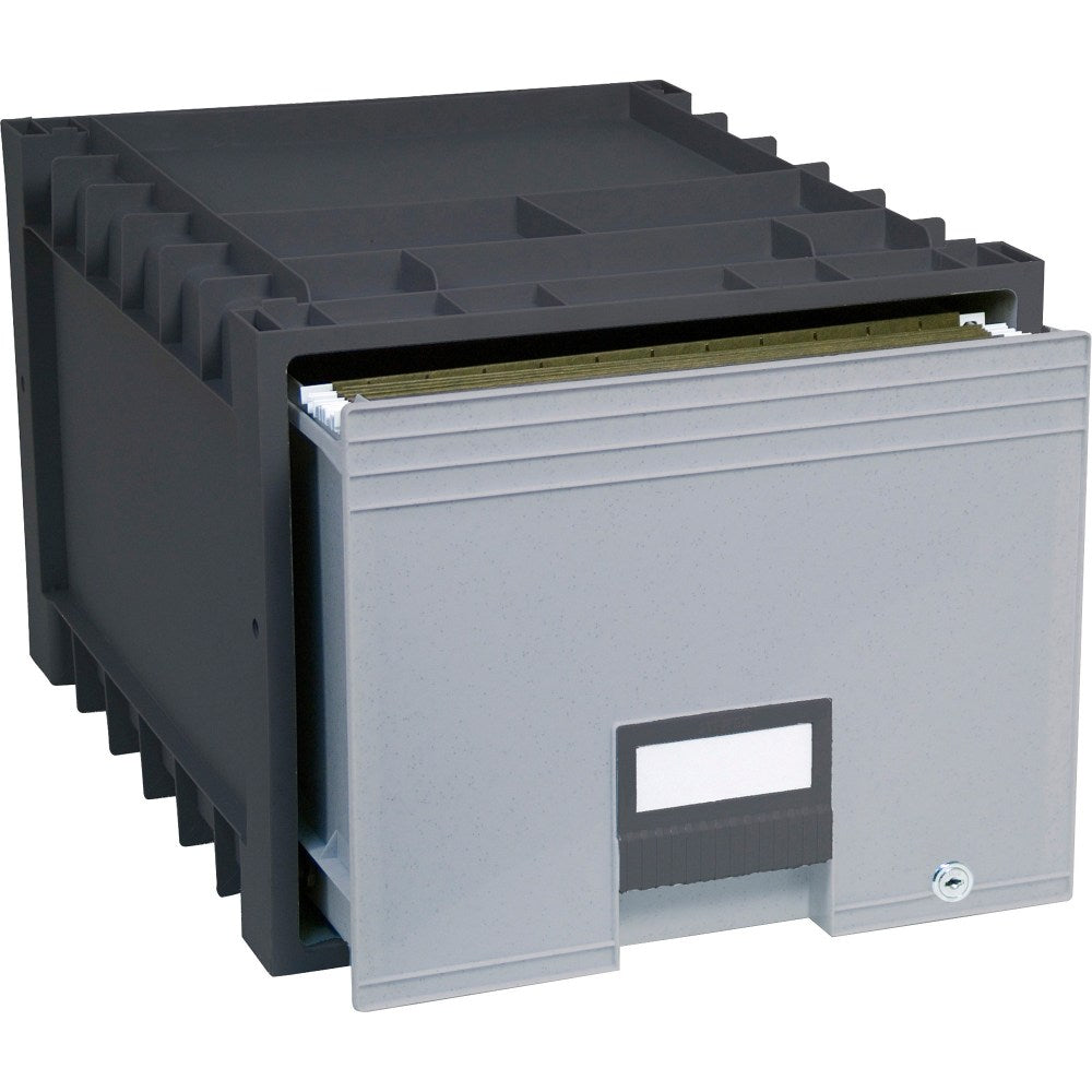 Storex Heavy-Duty Archive Drawer, 50% Recycled, Black/Gray