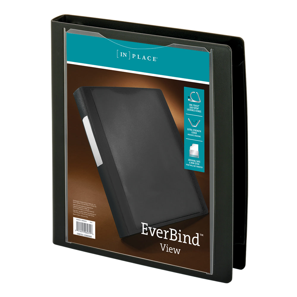 Office Depot Brand EverBind View 3-Ring Binder, 1in D-Rings, Black