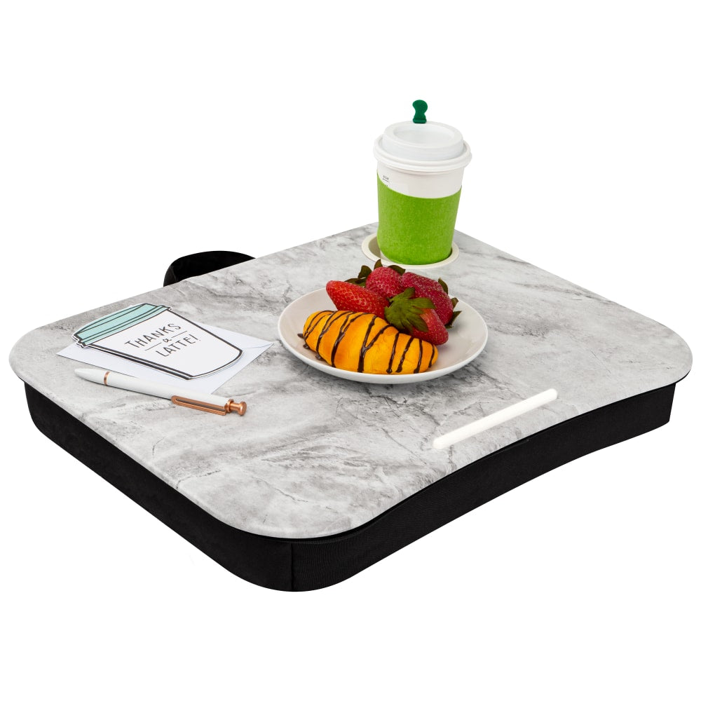 LapGear Lap Desk With Cup Holder, 14.75inH x 18.5inW x 2.8inD, White Marble