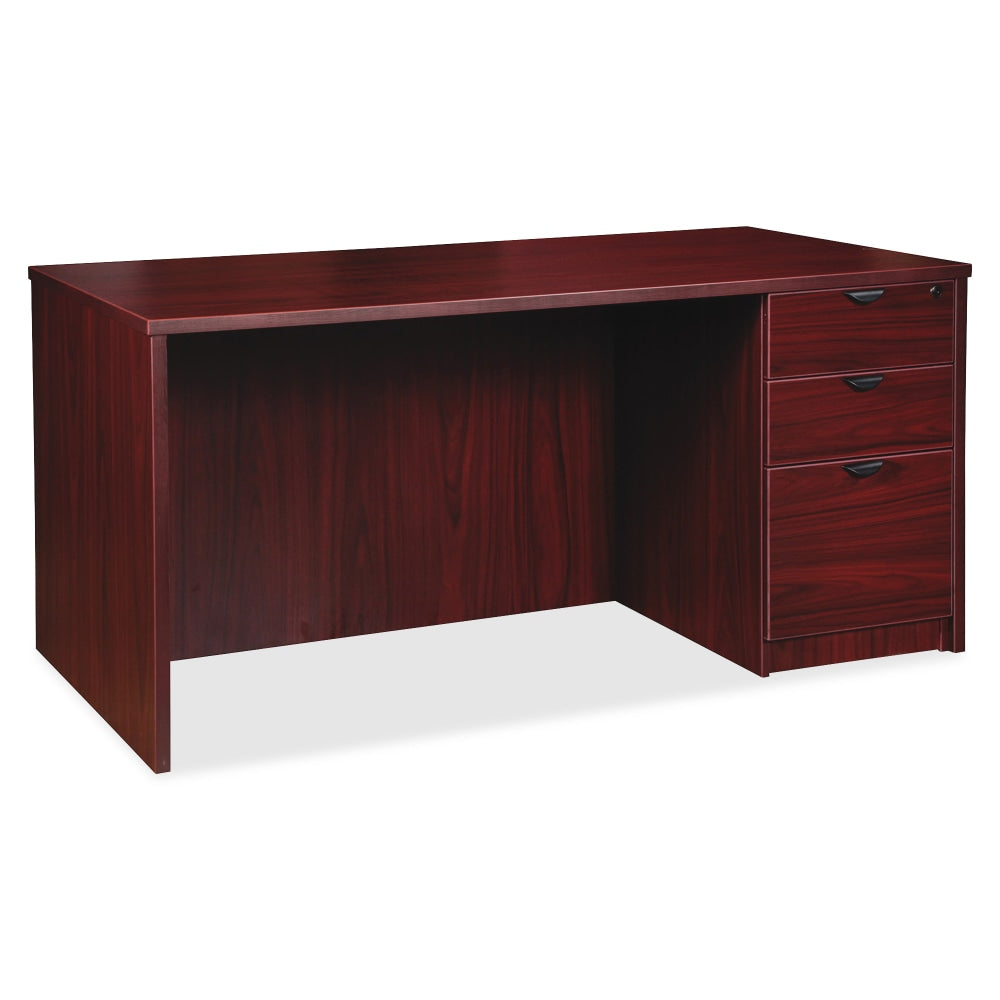 Lorell Prominence 2.0 72inW Right-Pedestal Computer Desk, 95% Recycled, Mahogany