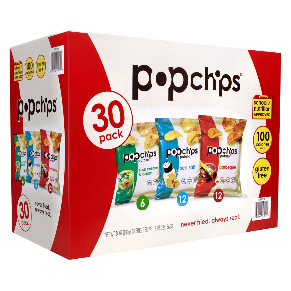 Popchips Variety Pack, 8 Oz, Pack Of 30 Bags