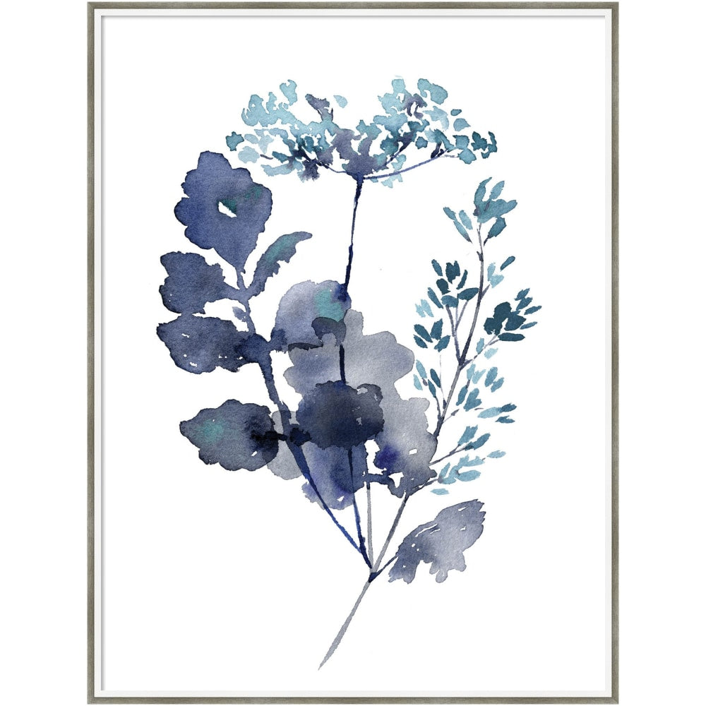 Amanti Art Botanical Lace Leaf Indigo by Sara Berrenson Wood Framed Wall Art Print, 41inH x 31inW, White