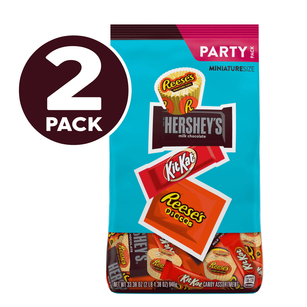 Hersheys Chocolate Packaged Candy Miniatures Assorted Stand Up Bags, 33.38 Oz, Pack Of 2 Bags