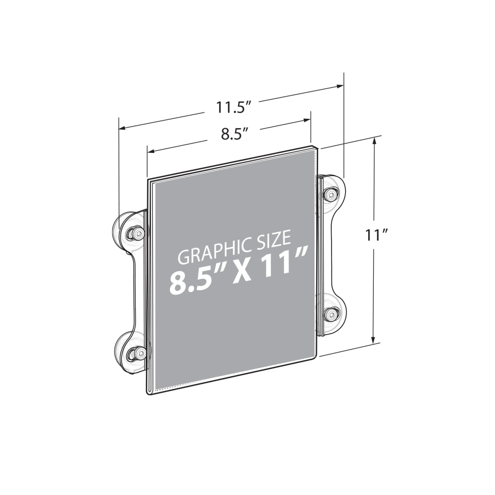 Azar Displays Acrylic Window/Door Sign Holders With Suction Cups, 8-1/2inL x 11inH, Clear, Pack Of 10 Holders