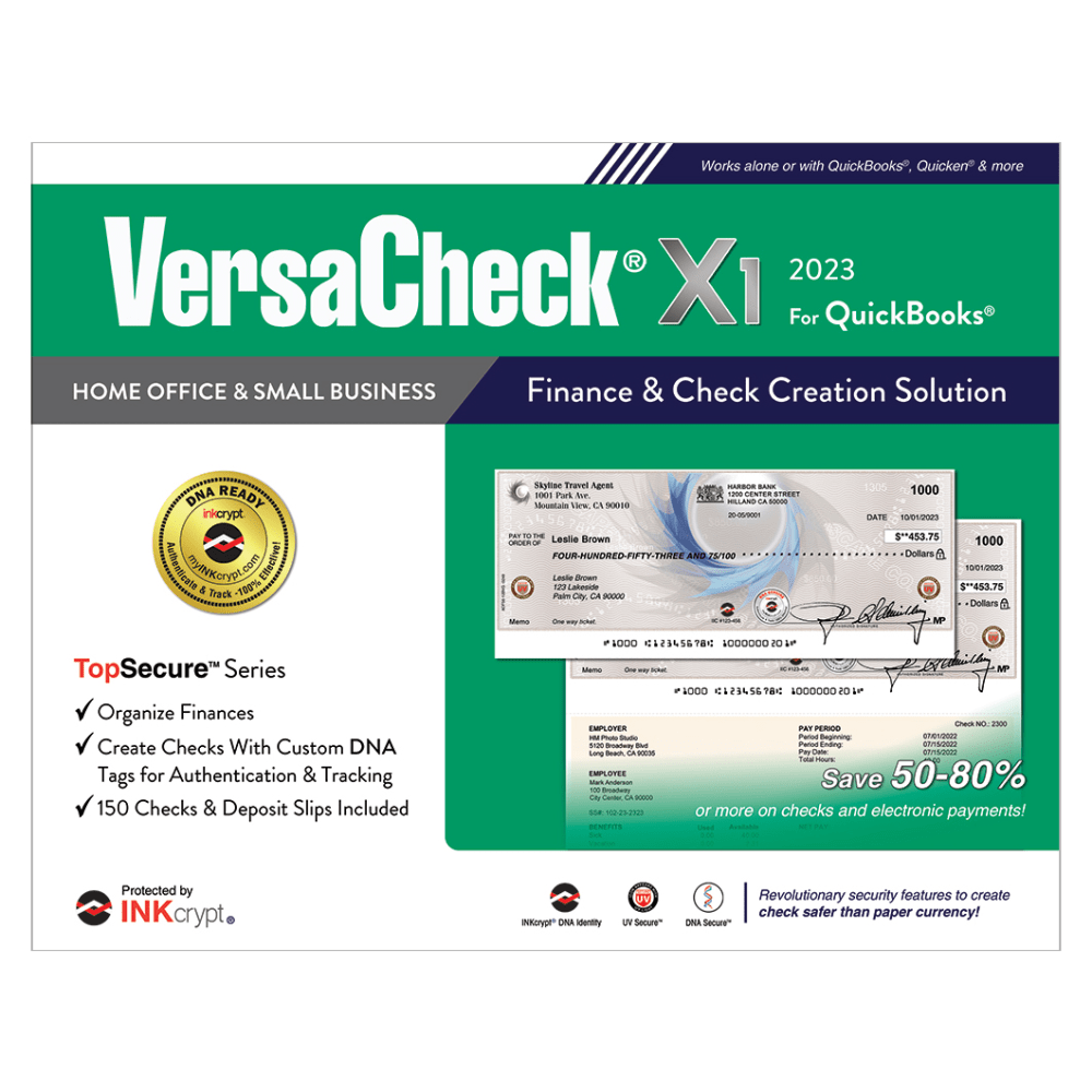 VersaCheck X1 INKcrypt For QuickBooks Software, 2023, Windows 8.1/10/11, Disc/Product Key