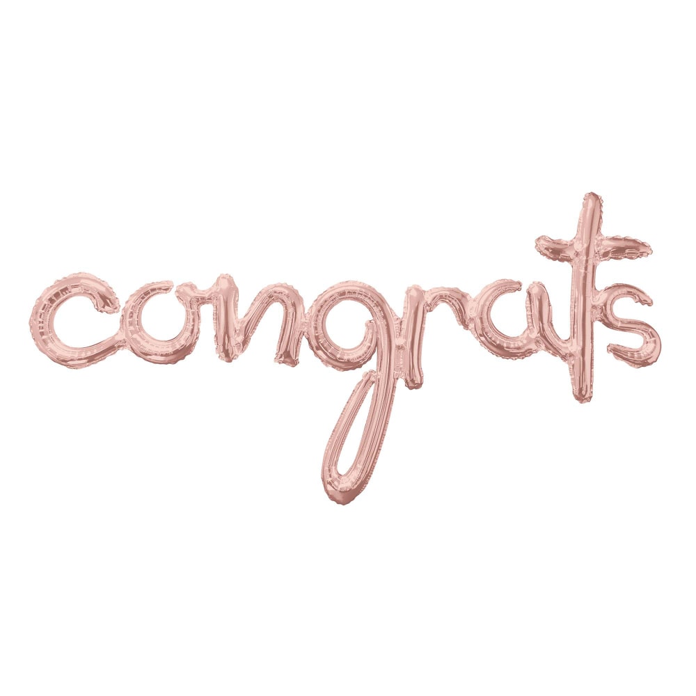 Amscan "Congrats" Cursive Balloon Banner, 56in x 28in, Rose Gold