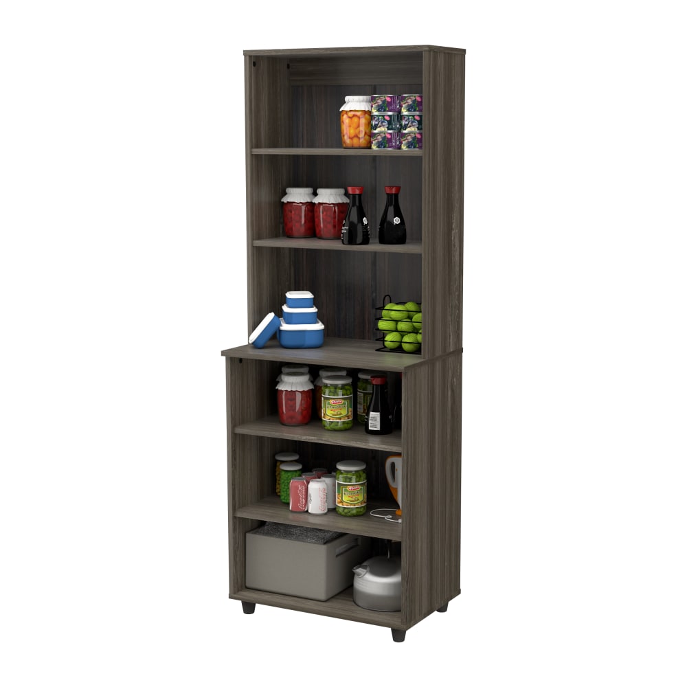 Inval 67inH 6-Shelf Storage Unit, Smoked Oak