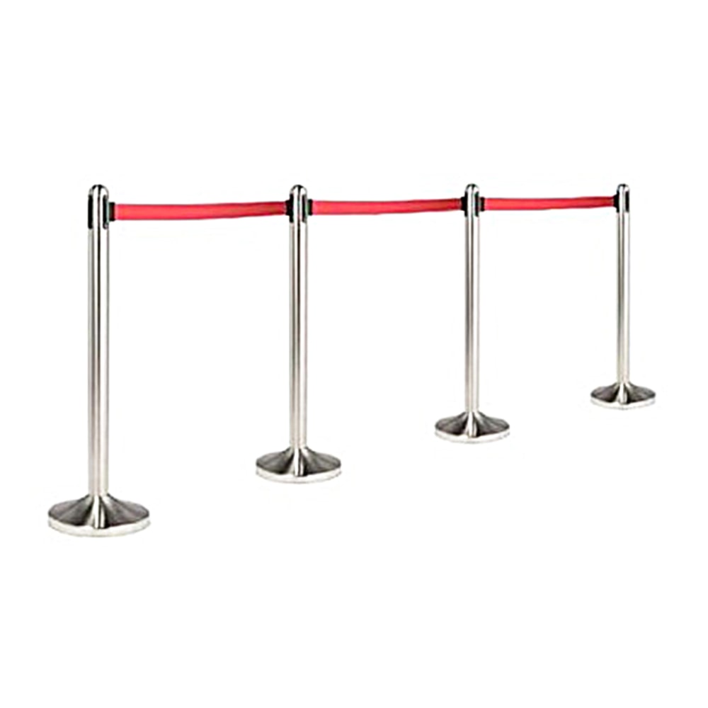 American Metalcraft Freestanding Stanchion, 48in x 84in, Brushed/Red