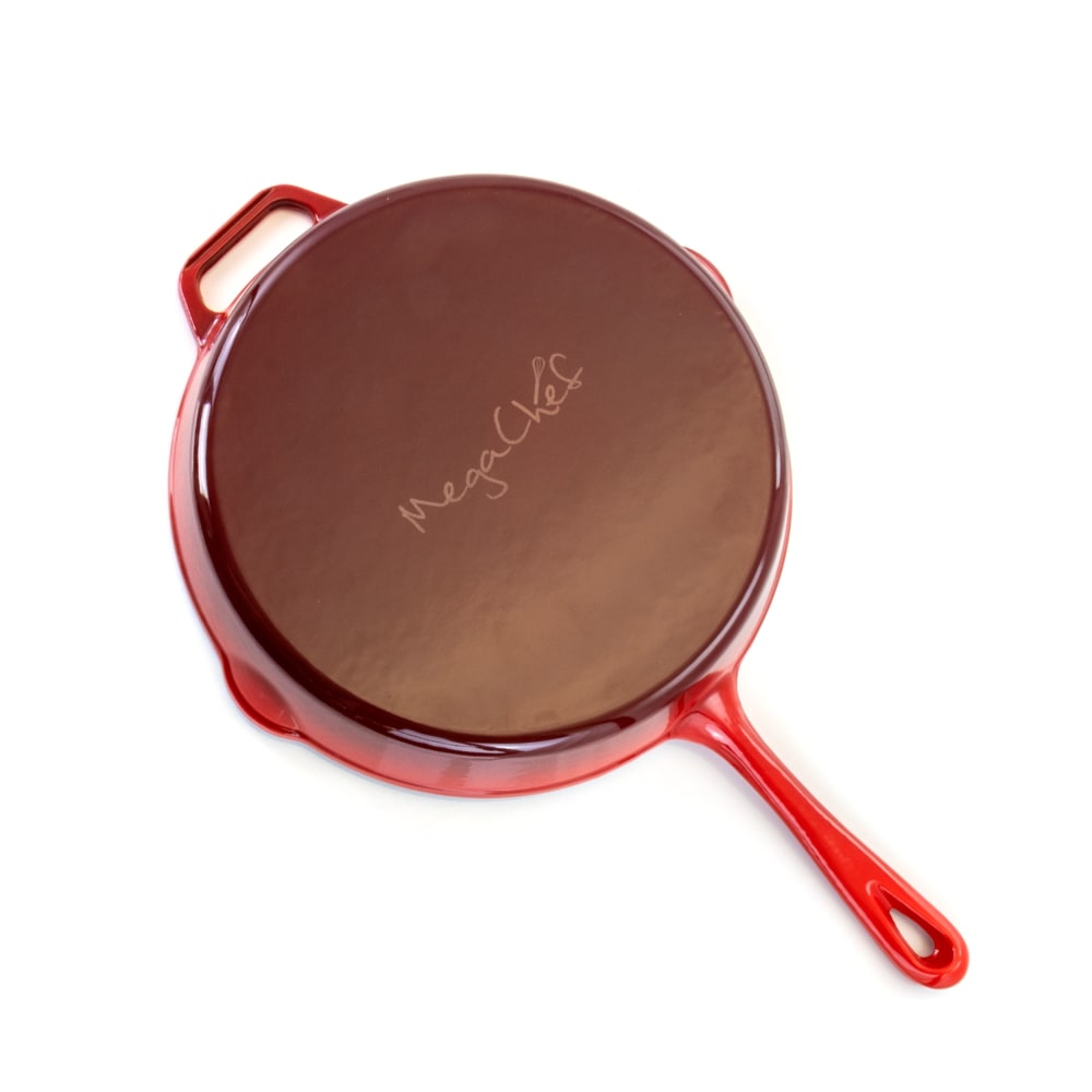 MegaChef Cast Iron Skillet, 12in, Red