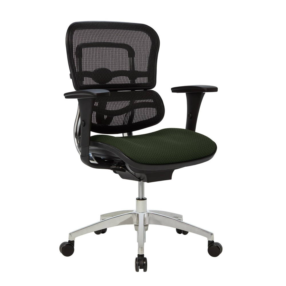 WorkPro 12000 Series Ergonomic Mesh/Premium Fabric Mid-Back Chair, Black/Olive, BIFMA Compliant