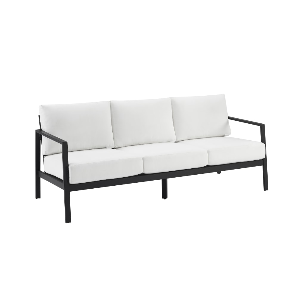 Linon Abilene Aluminum Outdoor Sofa, 31-1/4inH x 75-1/4inW x 30inD, White/Black